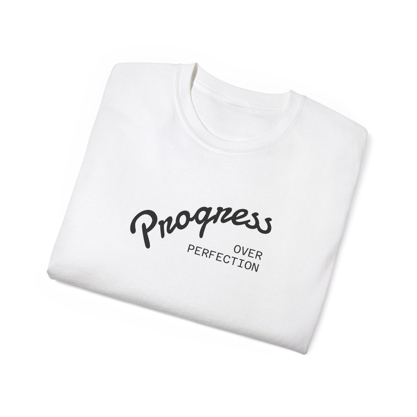 Progress Over Perfection / New Day Cotton Tee — Motivational Graphic T-Shirt
