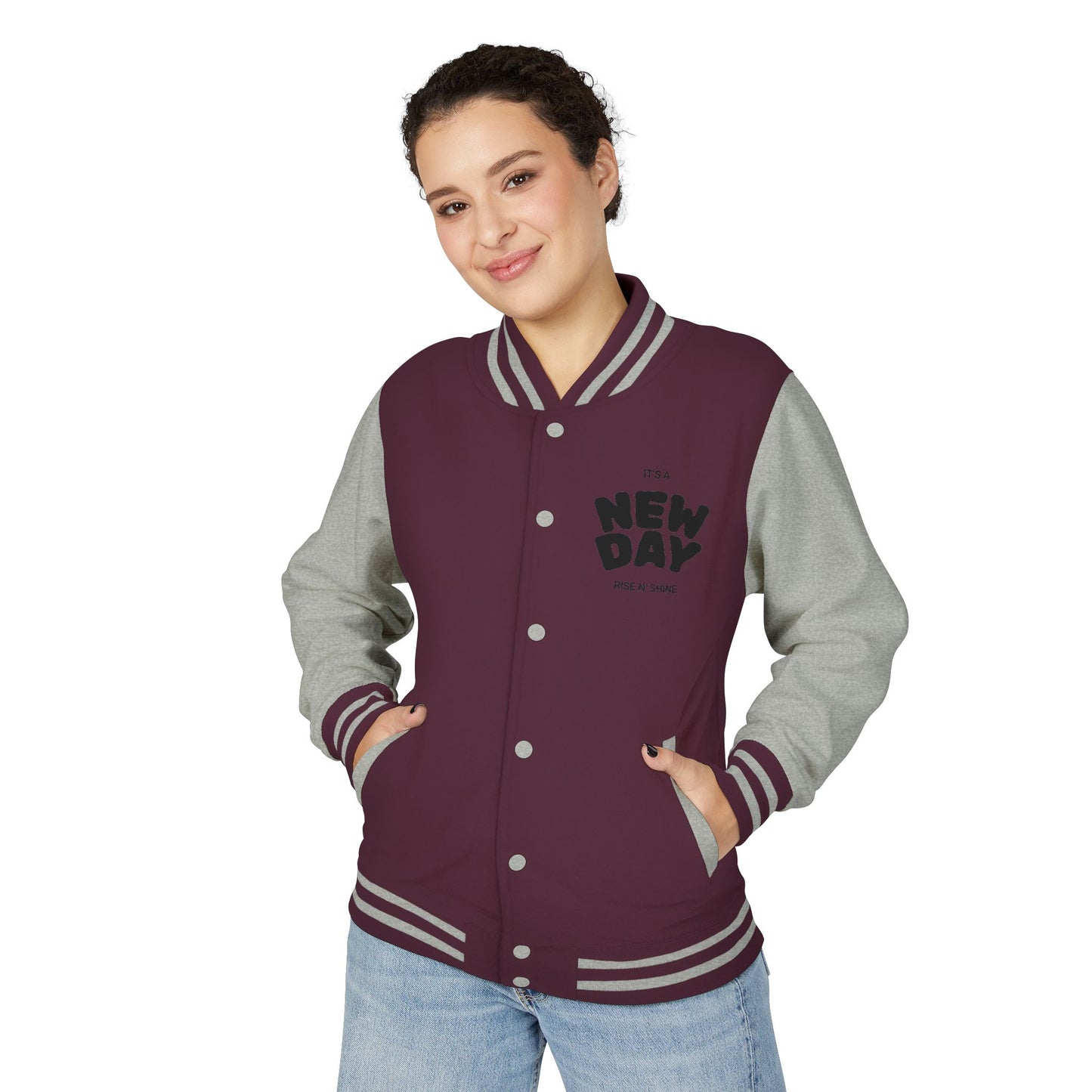 Black & White Letterman Jacket with Minimal Crest — Retro Varsity Bomber