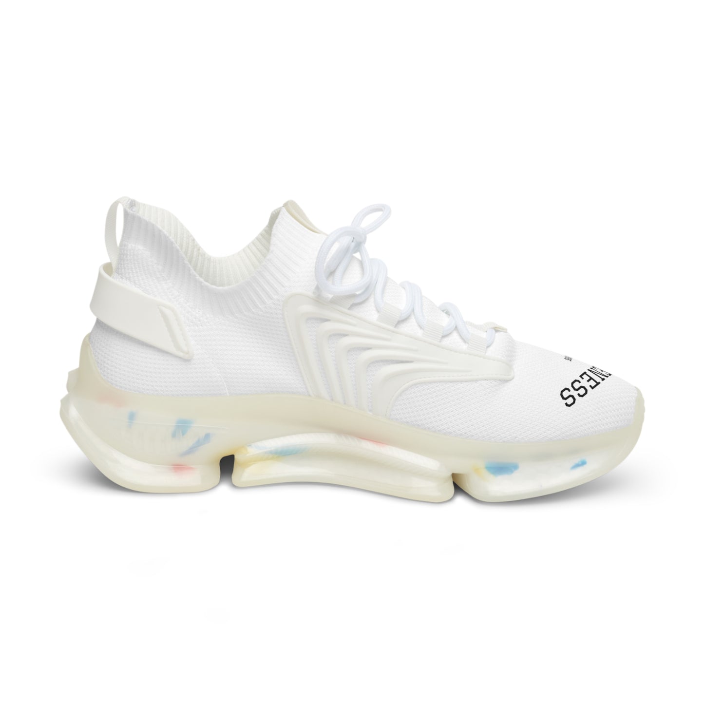 Men's White Mesh Sneakers — Breathable Lightweight Athletic Shoes with 'WHOLEENSS' Text