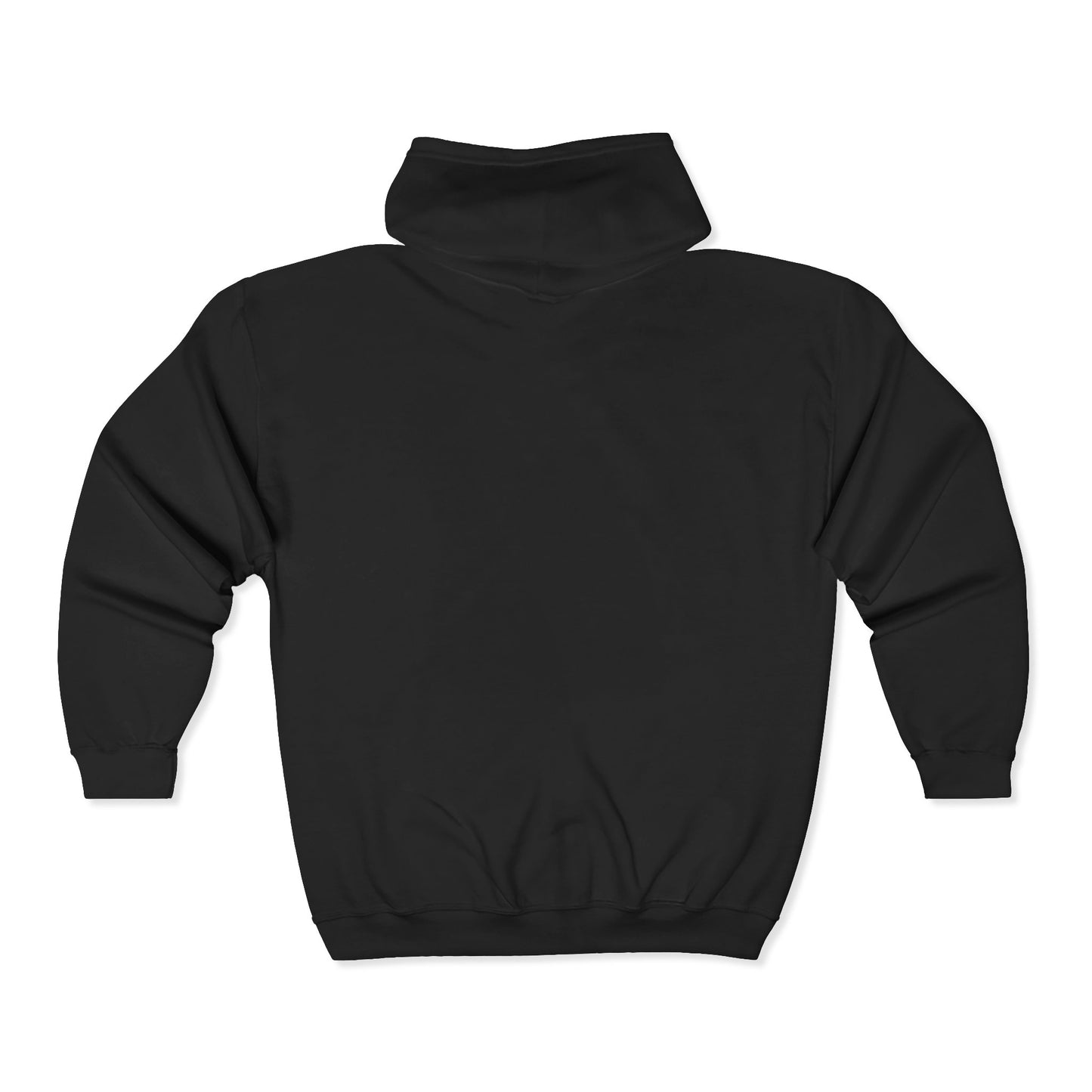 Black Full-Zip Hoodie with Subtle Crown Graphic – Minimalist Streetwear Zip-Up