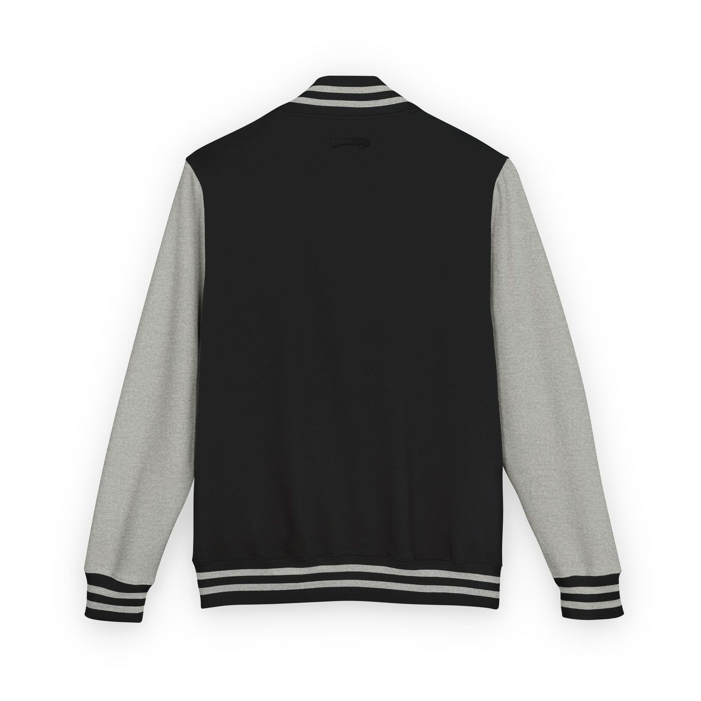 Black & White Letterman Jacket with Minimal Crest — Retro Varsity Bomber