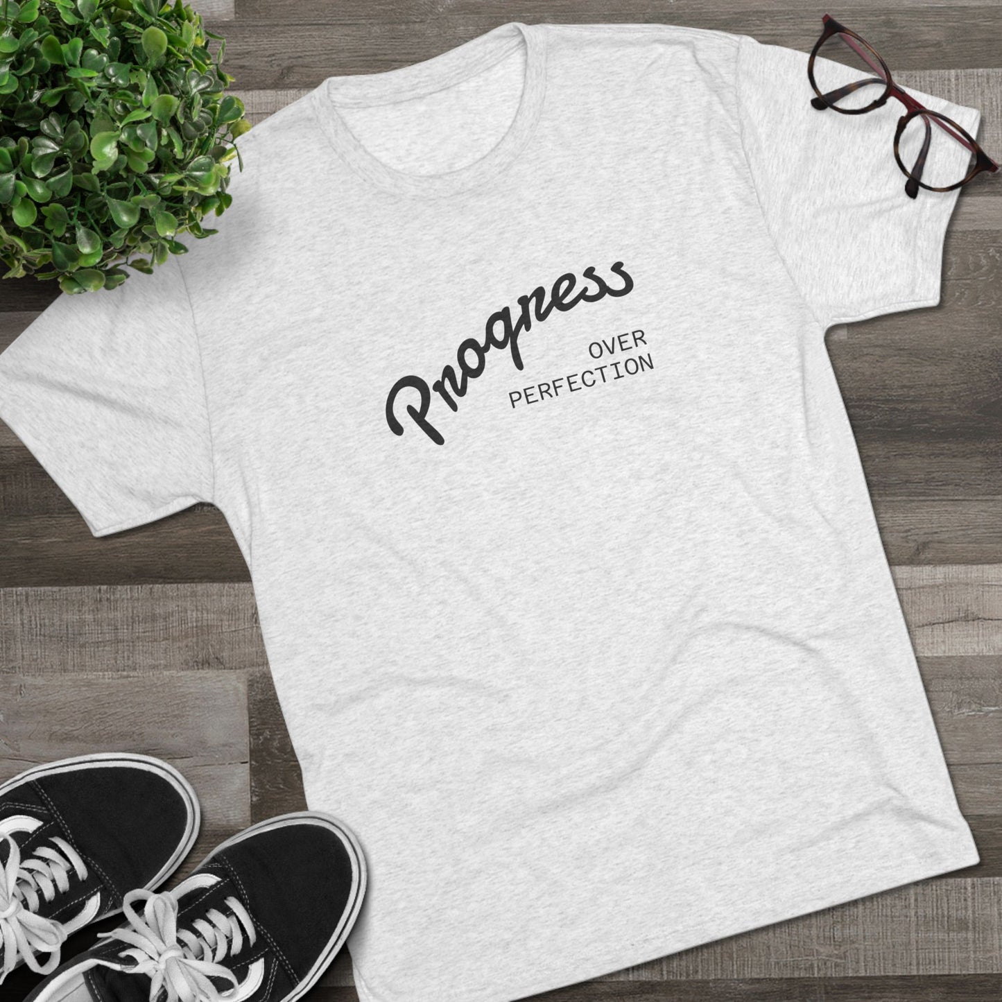 Progress Over Perfection Tee — 'New Day' Motivational Crew Shirt