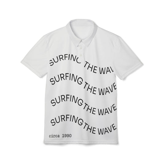 Surfing The Wave Polo Shirt — Retro Wave Graphic Polo (circa 1990)