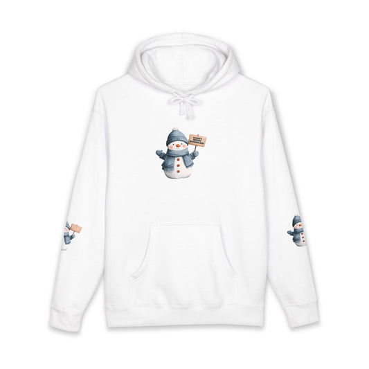 Snowman Cozy Hoodie - Cute Winter Snowman Holding Gift Pullover