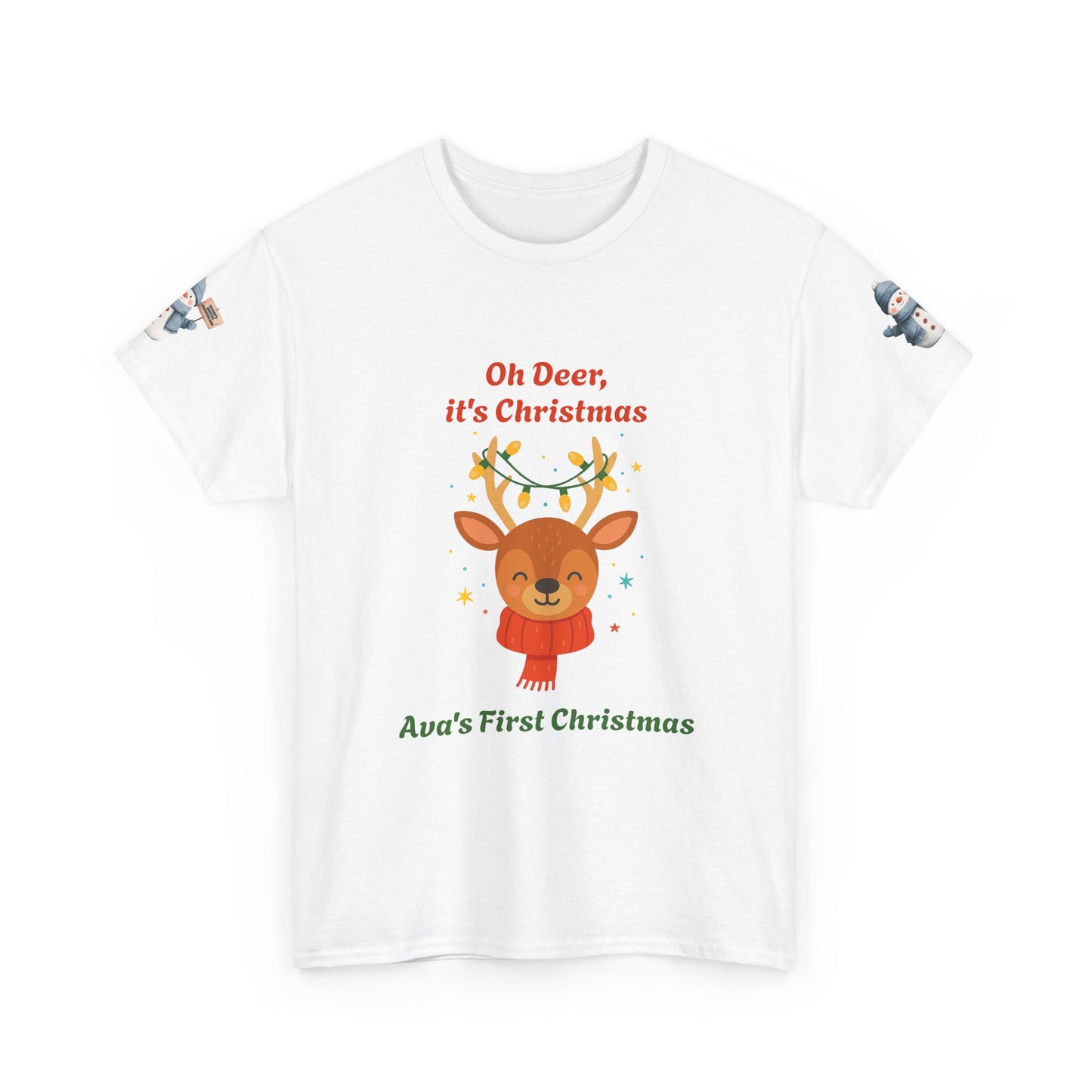Kids' Christmas Tee — "Oh Deer, it's Christmas" Personalized First Christmas Shirt