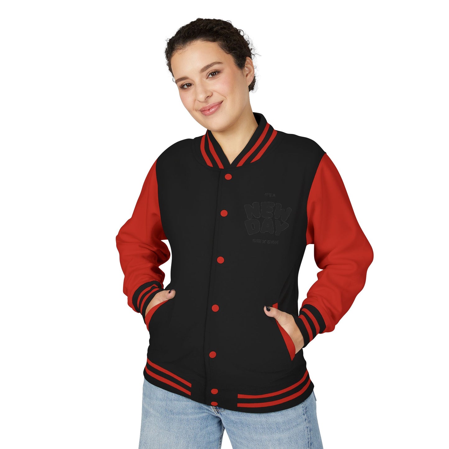 Black & White Letterman Jacket with Minimal Crest — Retro Varsity Bomber