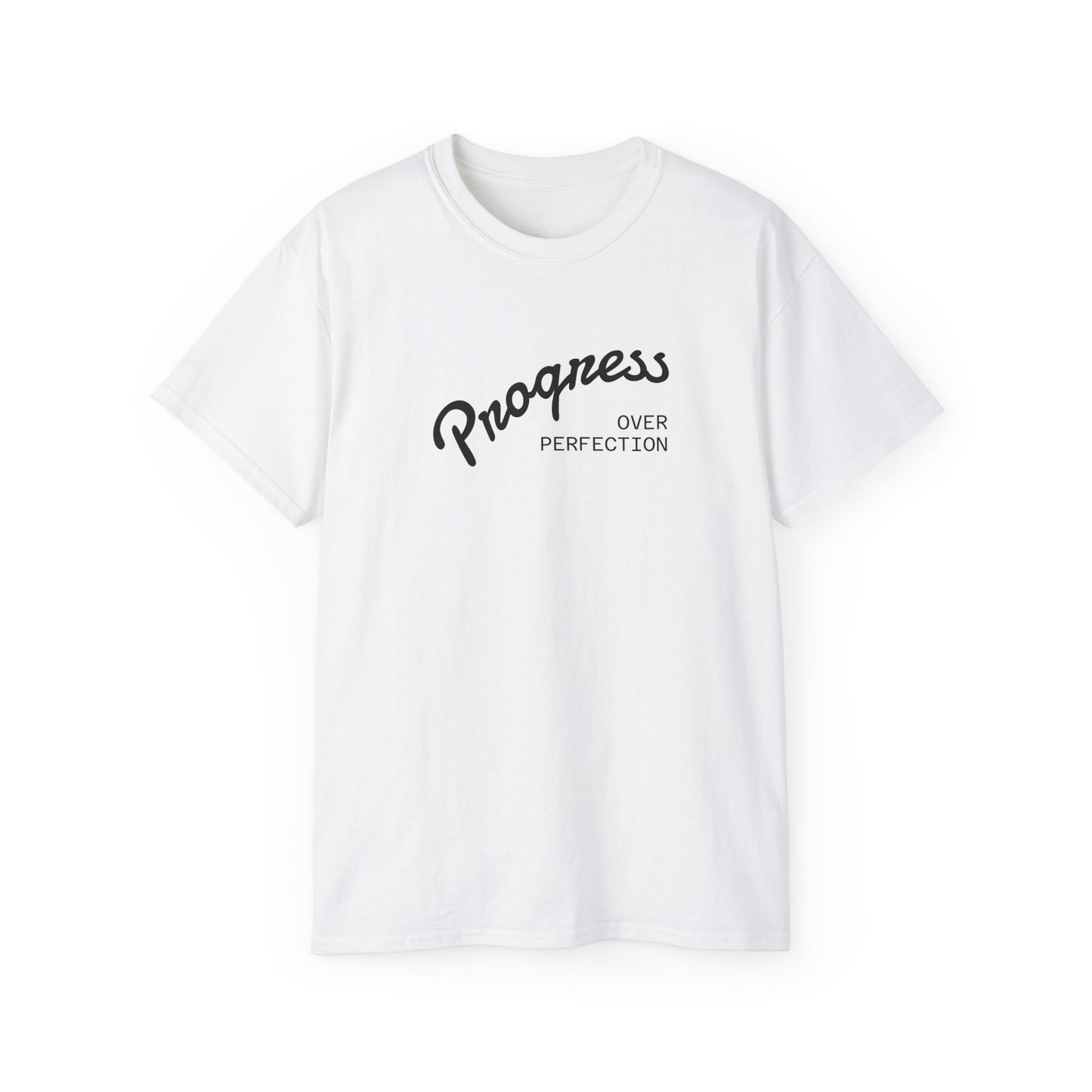 Progress Over Perfection / New Day Cotton Tee — Motivational Graphic T-Shirt