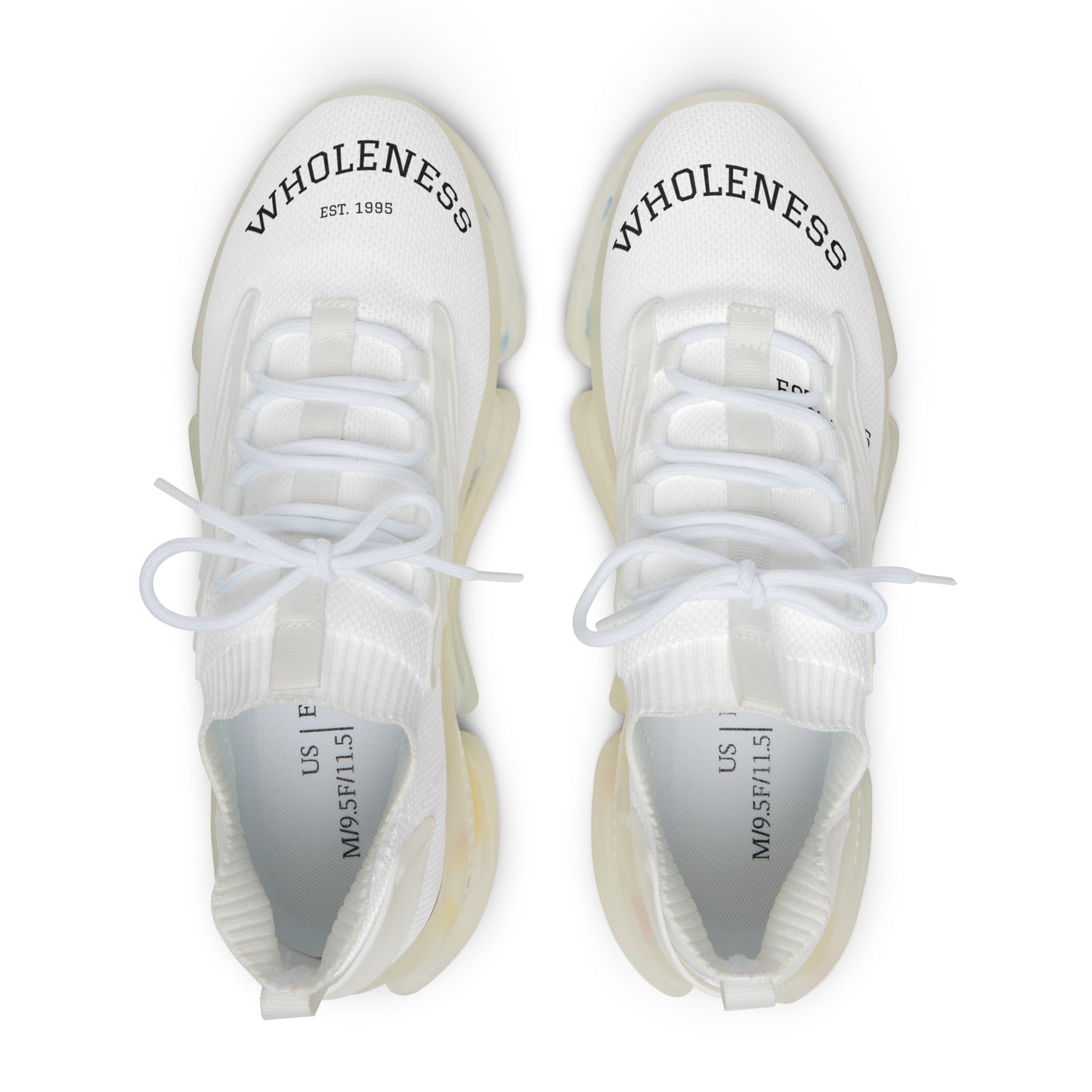 Wholeness Knit Mesh Sneakers — Lightweight White Athletic Shoes with Color-Accent Sole