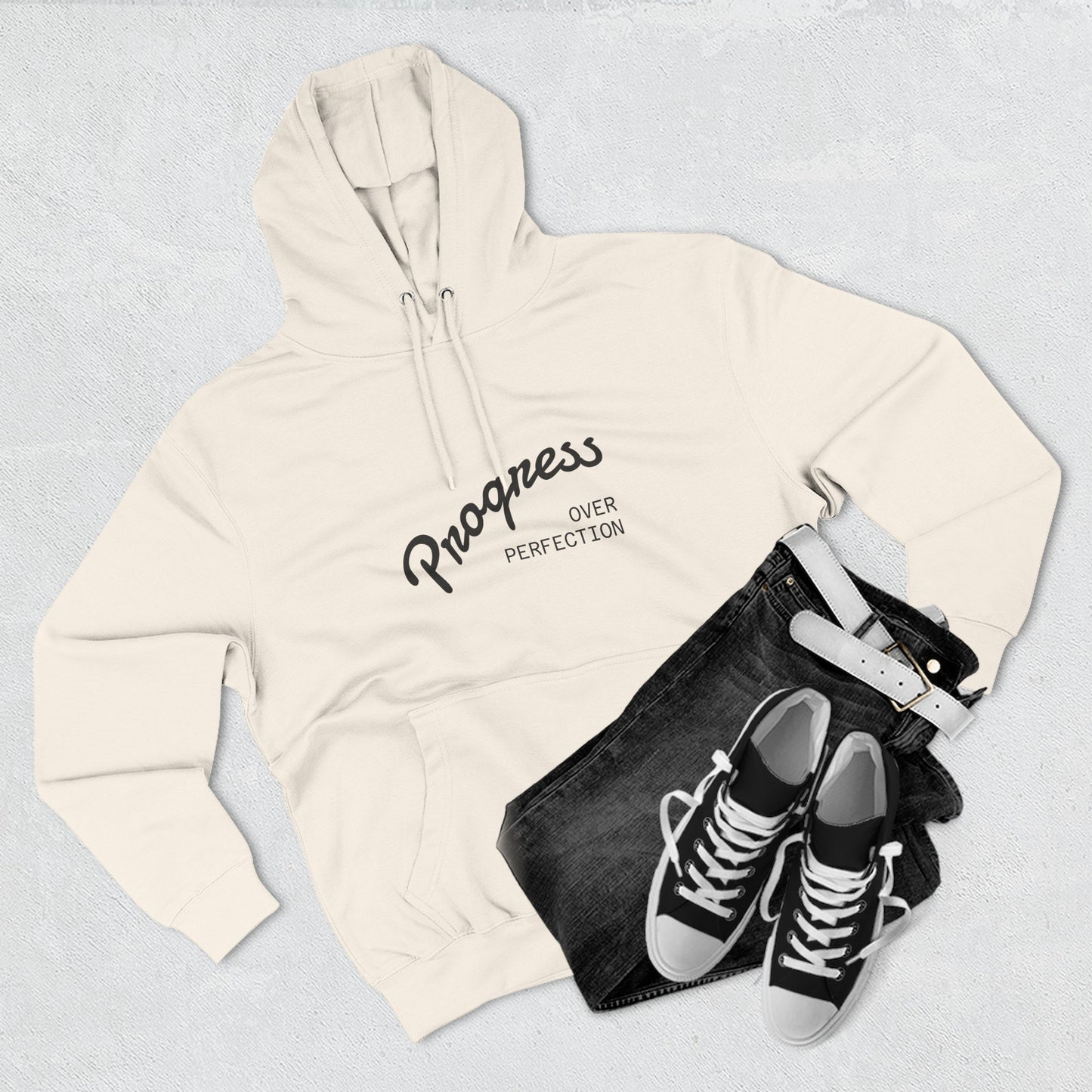 Progress Over Perfection Hoodie — Motivational Fleece Pullover