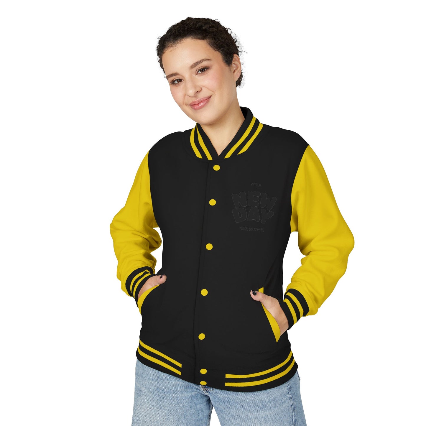 Black & White Letterman Jacket with Minimal Crest — Retro Varsity Bomber