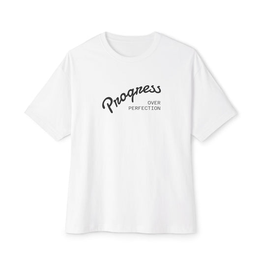 Progress Over Perfection Boxy Tee — Inspirational Oversized T‑Shirt