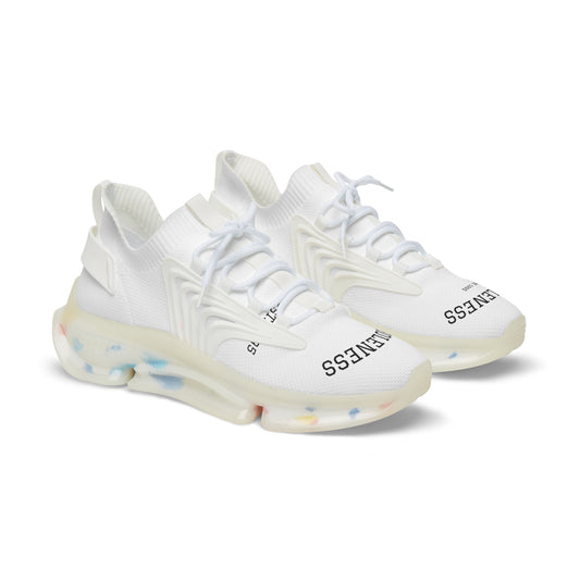 Wholeness Knit Mesh Sneakers — Lightweight White Athletic Shoes with Color-Accent Sole