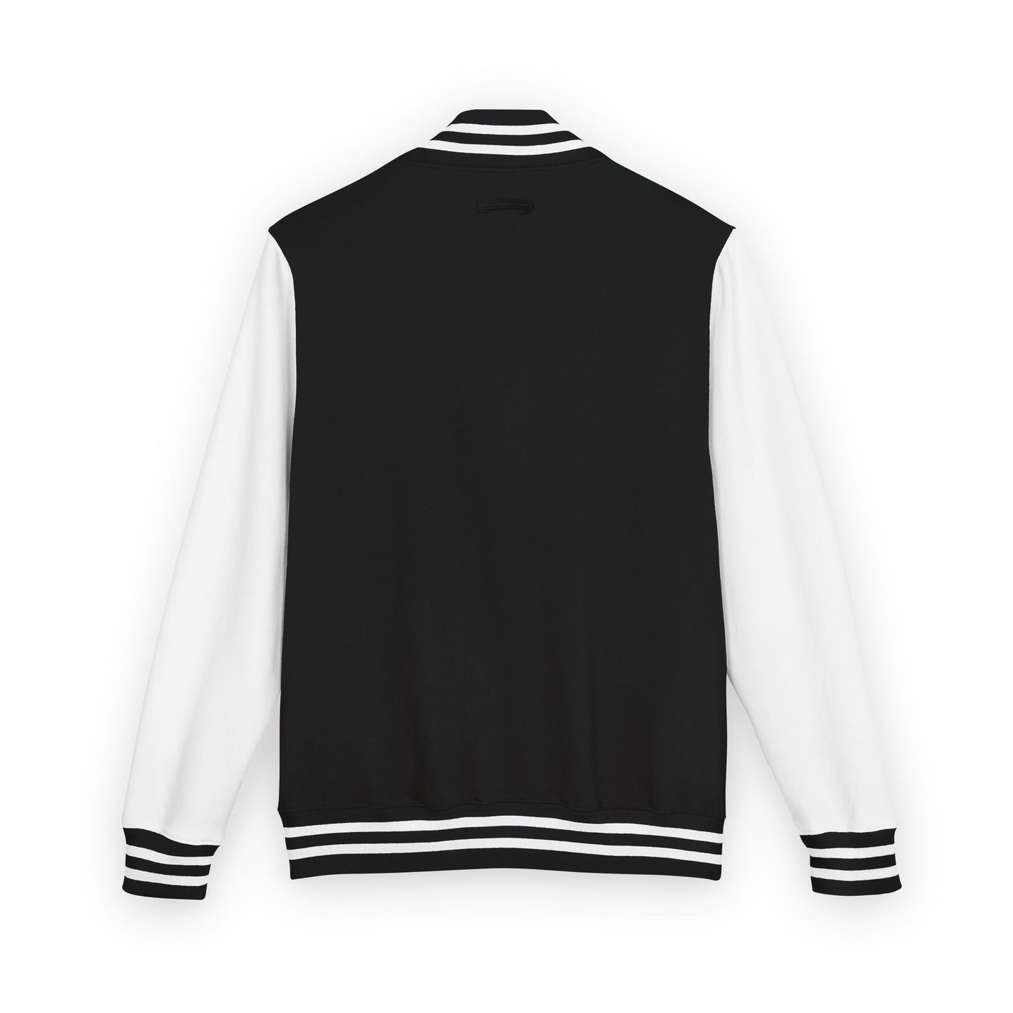 Black & White Letterman Jacket with Minimal Crest — Retro Varsity Bomber