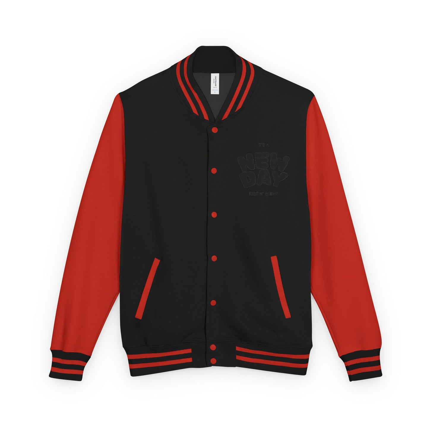 Black & White Letterman Jacket with Minimal Crest — Retro Varsity Bomber