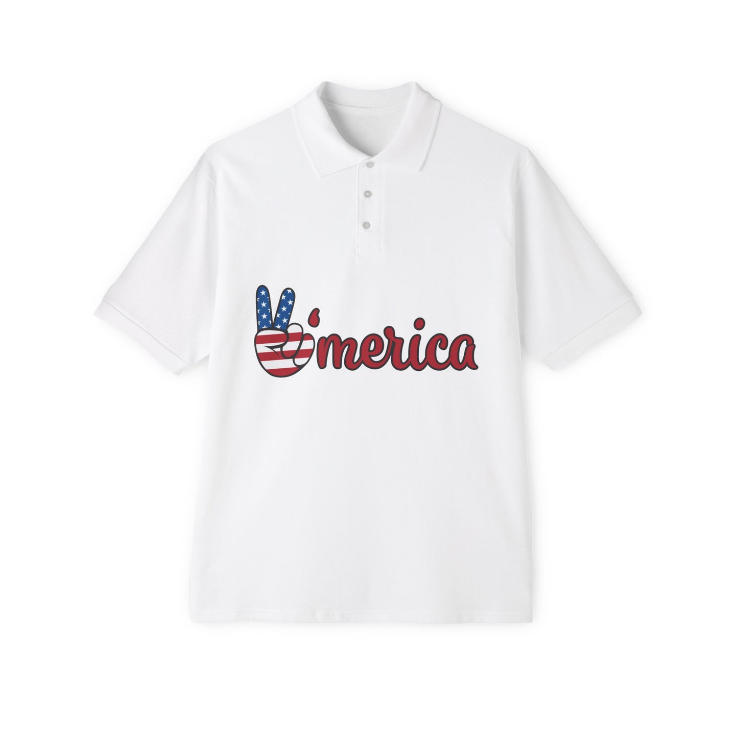 'Merica Patriotic Polo Shirt — USA Flag Peace Sign Men's Polo for 4th of July