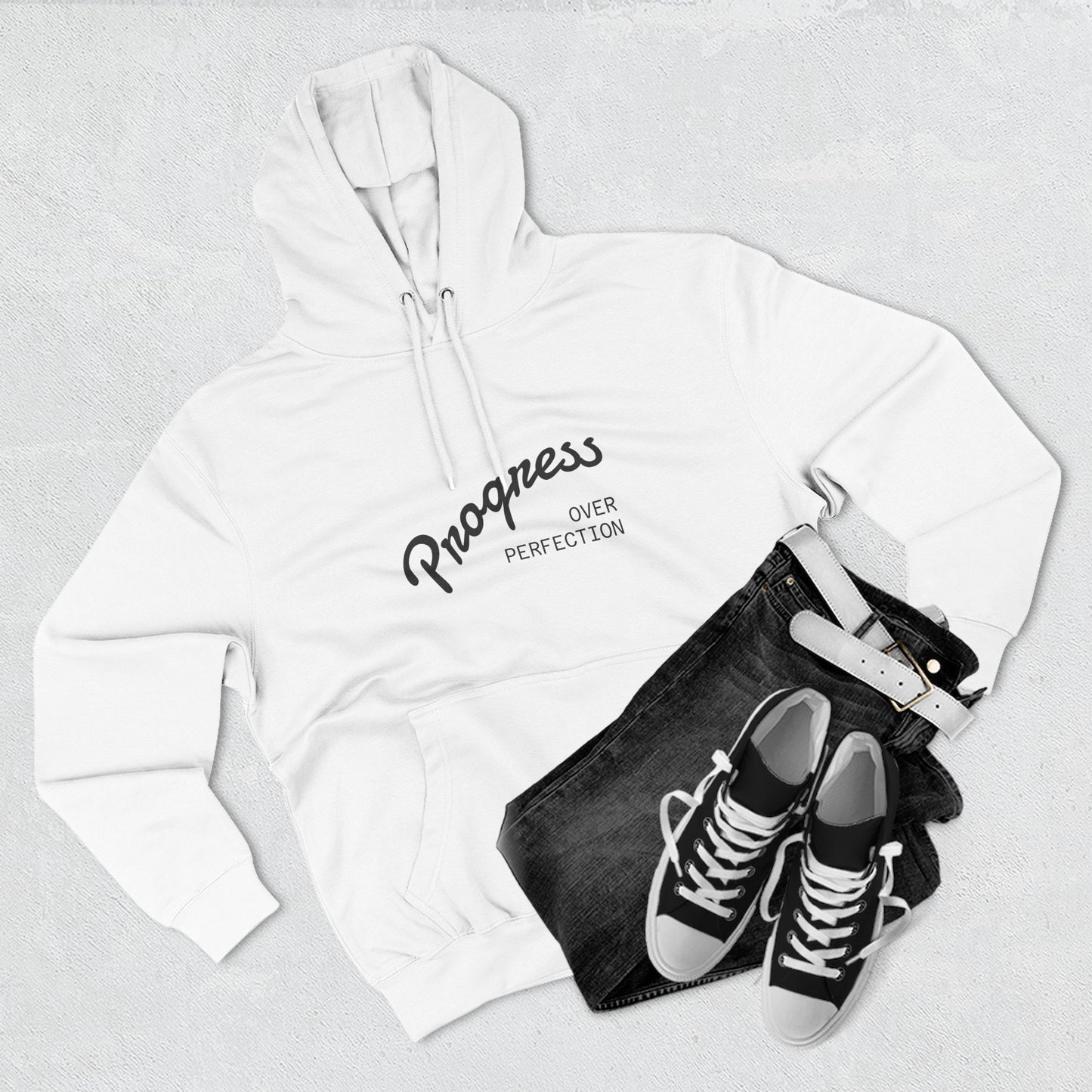 Progress Over Perfection Hoodie — Motivational Fleece Pullover