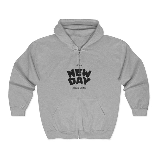 Black Full-Zip Hoodie with Subtle Crown Graphic – Minimalist Streetwear Zip-Up
