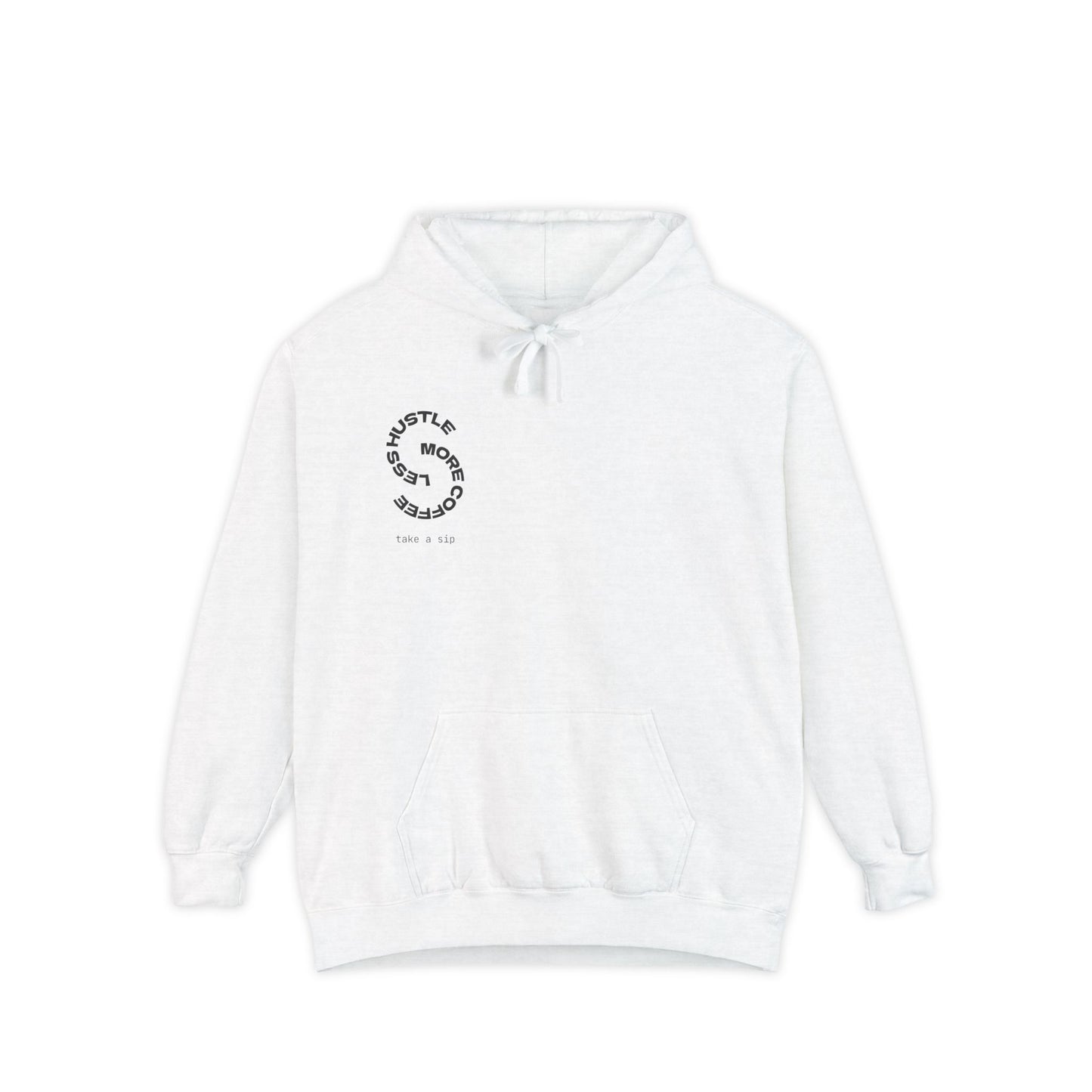 Minimalist Swirl Logo Hoodie — "Just Be" Garment-Dyed Pullover